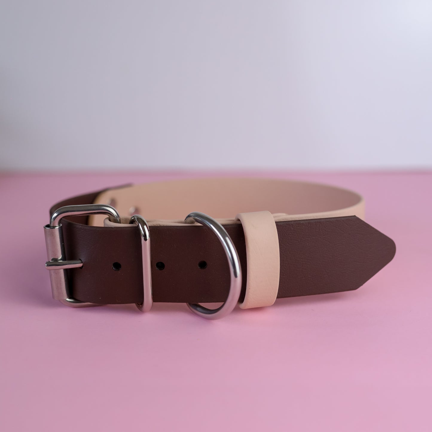 Sample sale 38mm flat collar powder tan & chocolate 44-52cm