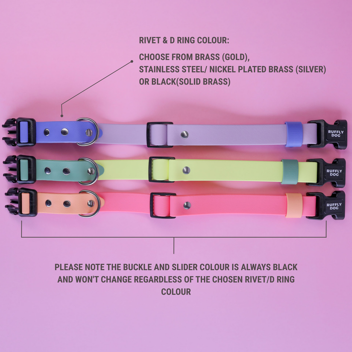 Premade Adjustable collar with side release buckle - Pink / Amethyst