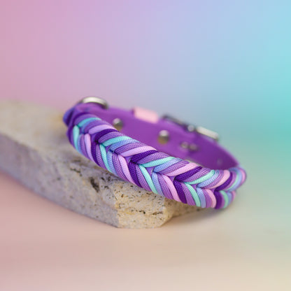 Chevron Braided BioThane® Dog Collar I Lavender
