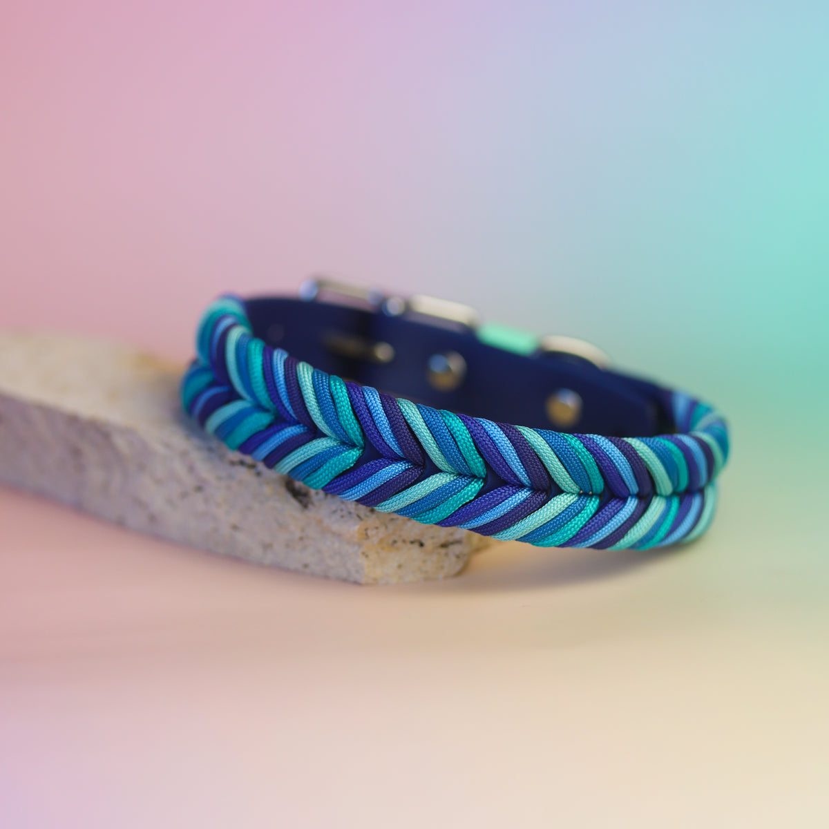 Chevron Braided BioThane® Dog Collar I Tides