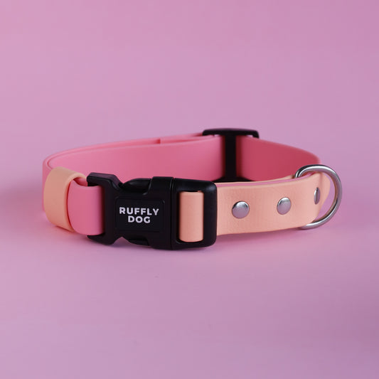 Premade Adjustable collar with side release buckle - Bubblegum / Peach