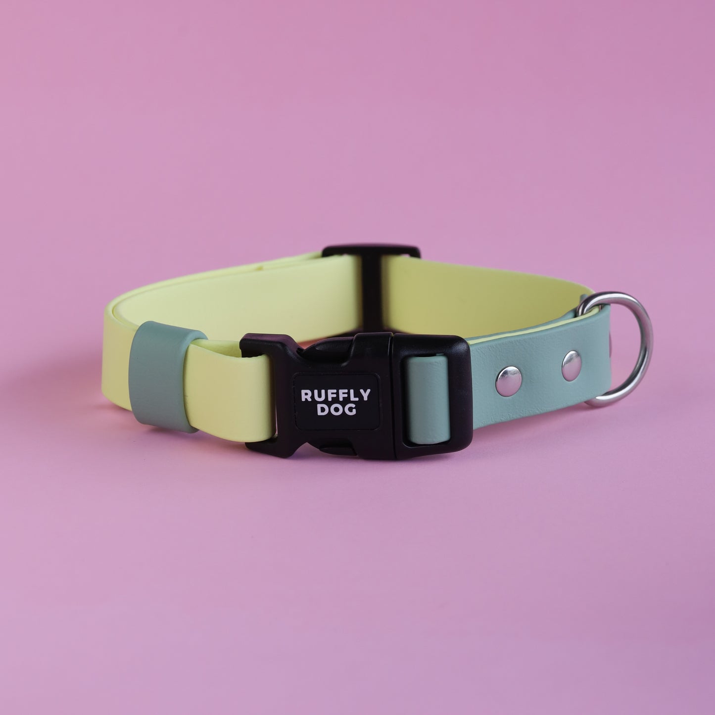 Premade Adjustable collar with side release buckle - Pastel yellow/sage