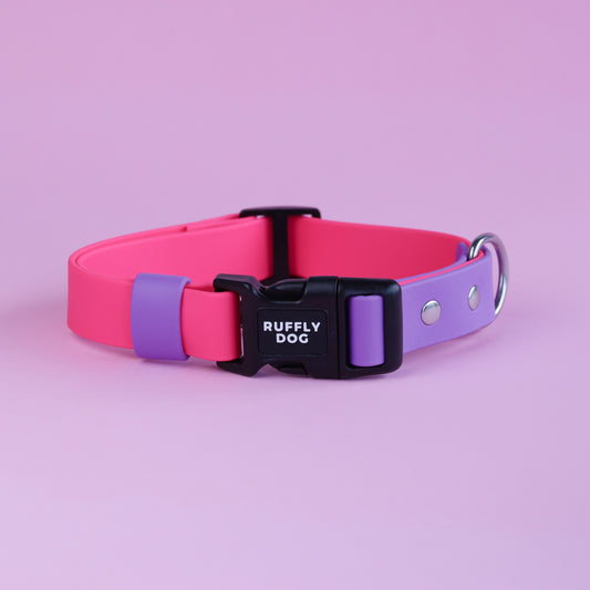 Premade Adjustable collar with side release buckle - Pink / Amethyst