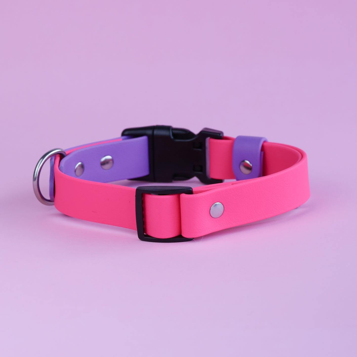 Premade Adjustable collar with side release buckle - Pink / Amethyst