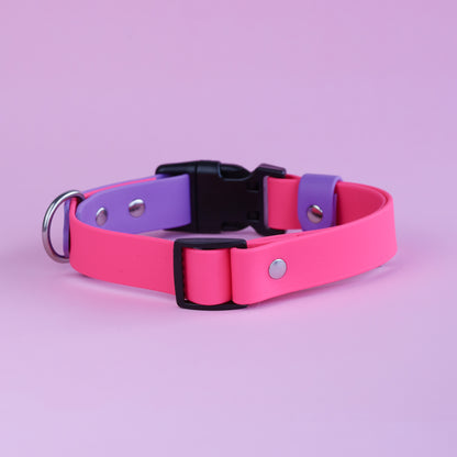 Premade Adjustable collar with side release buckle - Pink / Amethyst