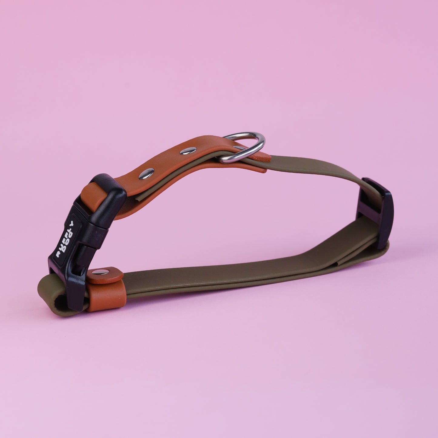 Premade Adjustable collar with side release buckle - Olive / Caramel