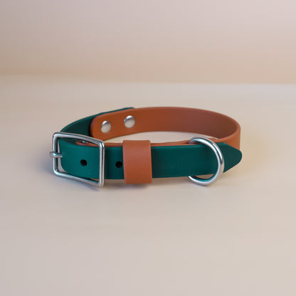 Premade flat collar - Caramel / green