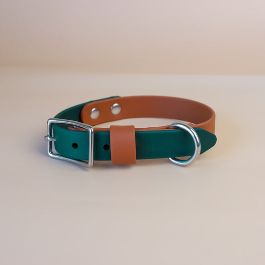 Premade flat collar - Caramel / green
