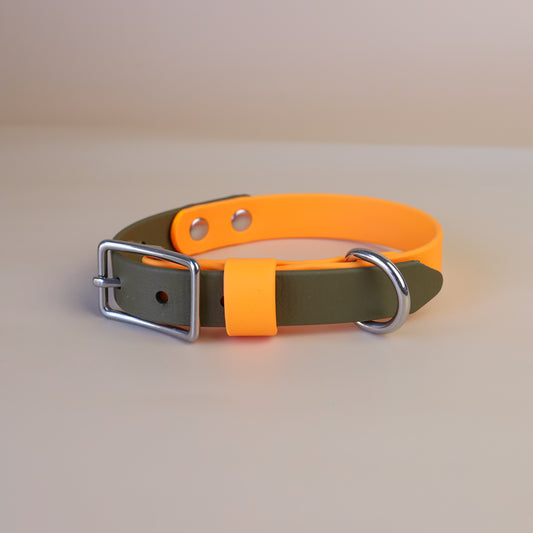 Premade flat collar - Pastel orange / olive