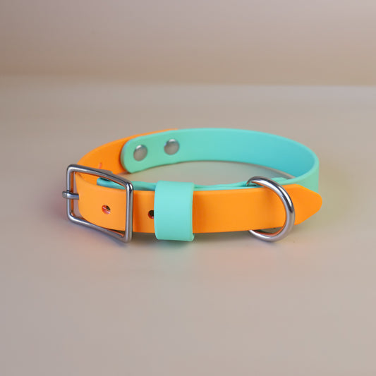 Premade flat collar - Mint / pastel orange