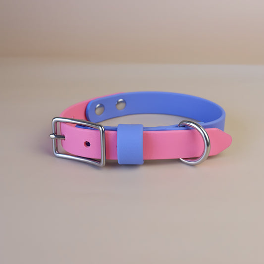 Premade flat collar - Periwinkle / bubblegum