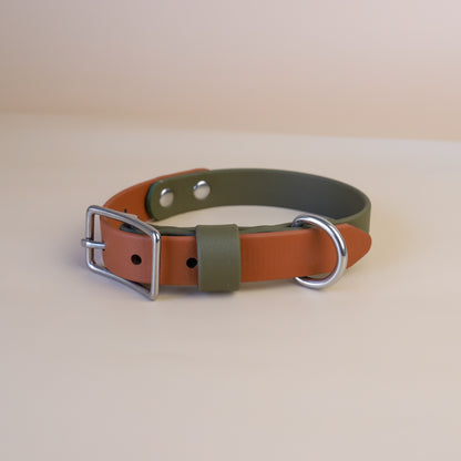 Premade flat collar - Olive / caramel