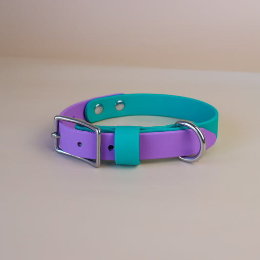 Premade flat collar - Teal / amethyst