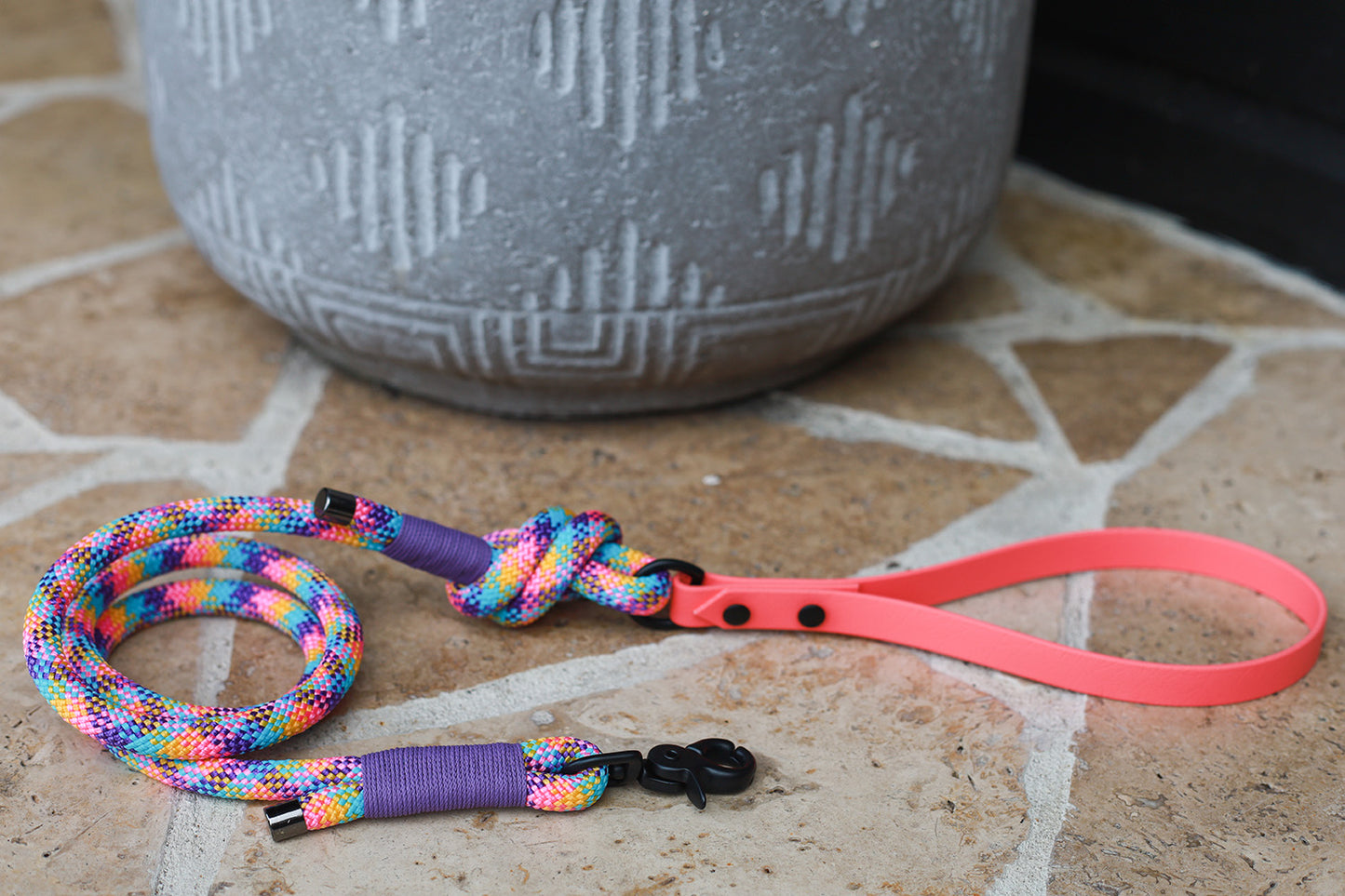 Candyland Rope leash with BioThane handle