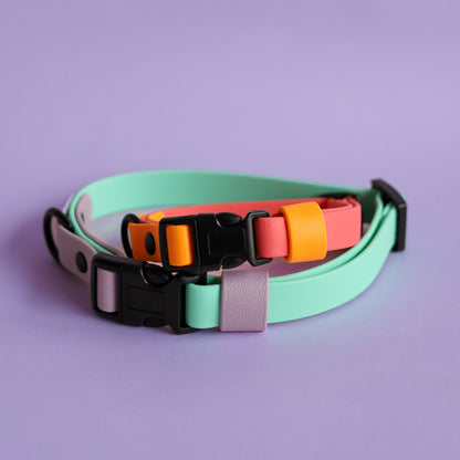 Adjustable collar with quick release buckle - two tones