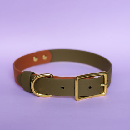 Waterproof two tone flat collar for Large dogs (25mm)